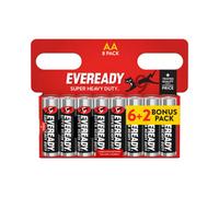 Eveready Super Heavy Duty Aa Zinc Carbon Batteries, Pack Of 8 (6+2)