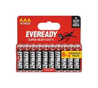 Eveready Super Heavy Duty AAA Zinc Batteries, Pack of 10 for Remote Controls, Clocks, and Toys