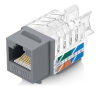 Everest 45 Degree RJ45 Cat6A Keystone Jacks Slim Profile 10-Pack Gray