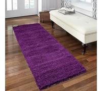 Everest 5cm shaggy Rugs for living room thick pile modern rugs for bedroom, kitchen, hallway, runner, kids' room, small to Large fluffy carpet, Aubergine 60x230cm Runner