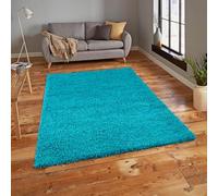 Everest 5cm shaggy Rugs for living room thick pile modern rugs for bedroom, kitchen, hallway, runner, kids' room, small to Large fluffy carpet, Turquoise Blue 160x230cm