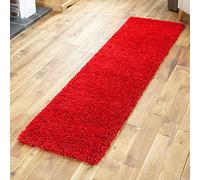 Everest 5cm shaggy Rugs for living room thick pile modern rugs for bedroom, kitchen, hallway, runner, kids' room, small to Large fluffy carpet, Bright Red 60x230cm Runner
