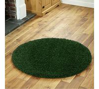 Everest 5cm shaggy Rugs for living room thick pile modern rugs for bedroom, kitchen, hallway, runner, kids' room, small to Large fluffy carpet Emerald Green 120x120cm Circle