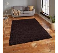 Everest 5cm shaggy Rugs for living room thick pile modern rugs for bedroom, kitchen, hallway, runner, kids' room, small to Large fluffy carpet, Chocolate Brown 60x120cm