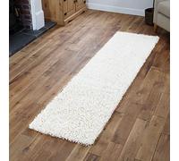 Everest 5cm shaggy Rugs for living room thick pile modern rugs for bedroom, kitchen, hallway, runner, kids' room, small to Large fluffy carpet, Snow White 60x230cm Runner