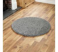 Everest 5cm shaggy Rugs for living room thick pile modern rugs for bedroom, kitchen, hallway, runner, kids' room, small to Large fluffy carpet Dark Grey 120x120cm Circle