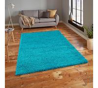 Everest 5cm shaggy Rugs for living room thick pile modern rugs for bedroom, kitchen, hallway, runner, kids' room, small to Large fluffy carpet, Turquoise Blue 60x120cm