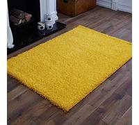 Everest 5cm shaggy Rugs for living room thick pile modern rugs for bedroom, kitchen, hallway, runner, kids' room, small to Large fluffy carpet, Lemon Yellow 40x60cm small mat