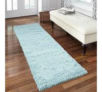 Everest 5cm shaggy Rugs for living room thick pile modern rugs for bedroom, kitchen, hallway, runner, kids' room, small to Large fluffy carpet, Duck Egg Blue 60x230cm Runner