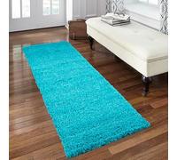 Everest 5cm shaggy Rugs for living room thick pile modern rugs for bedroom, kitchen, hallway, runner, kids' room, small to Large fluffy carpet, Turquoise Blue 60x230cm Runner