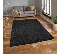 Everest 5cm shaggy Rugs for living room thick pile modern rugs for bedroom, kitchen, hallway, runner, kids' room, small to Large fluffy carpet, Black and Grey 150x210cm