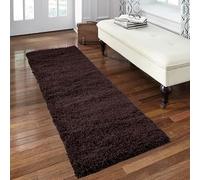 Everest 5cm shaggy Rugs for living room thick pile modern rugs for bedroom, kitchen, hallway, runner, kids' room, small to Large fluffy carpet, Chocolate Brown 60x230cm Runner