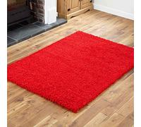 Everest 5cm shaggy Rugs for living room thick pile modern rugs for bedroom, kitchen, hallway, runner, kids' room, small to Large fluffy carpet, Bright Red 40x60cm small mat