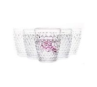 EVEREST GLOBAL Hobnail Old Fashion Iced Beverage Tumblers vintage glassware 10 oz. set of 6 Glass Cup for Water Wine Soda Whiskey Juice Milk Beer Iced-tea for Dinner Parties Bars Restaurants (Clear)