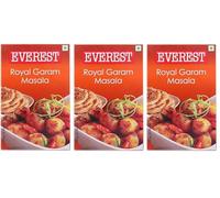 Everest Seasoning Spices Masala Powder - Curry Mix Masala Recipe Casserole Herbs - Aromatic & Enhances Flavor of Meal - Simplifies & Speeds Up Cooking Process (Pack of 3, Royal Garam Masala 100g)