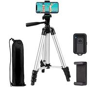 Phone Tripod EVERESTA 42 Inch Smartphone Tripod, Phone Tripod and Clicker, Phone tripod stand with Phone Holder Mount and Bluetooth Remote Shutter