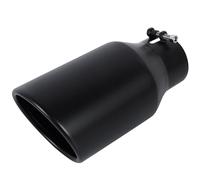 EVERESTWAY Stainless Steel Exhaust Tip 4" with 4" Inlet, 6" Outlet and Cut Angle 12" Long Laminated, Universal Screw Tube X Powder Coating Black for Car