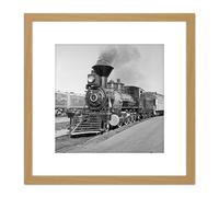 Everett DeGolyer Topeka Santa Fe Locomotive Train Photo 8X8 Inch Square Wooden Framed Wall Art Print Picture with Mount Artery8 Light Oak One Size