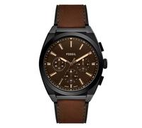 Everett Stainless Steel Brown Dial & Leather Mens Watch