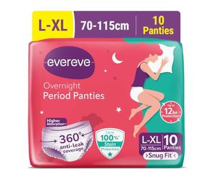 Evereve Ultra Absorbent Disposable Period Panties, L-Xl, 10's Pack, 0% Leaks, Sanitary Protection For Women & Girls, Maternity Delivery Pads, 360° Protection, Postpartum & Overnight Use, Heavy Flow