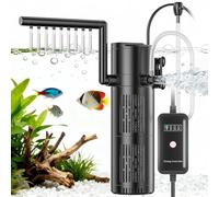 everfarel Internal Fish Tank Filter, 5-in-1 Aquarium Filter with Timer and 6W UV Steriliser Turns Green Water to Clear, Quiet Fish Tank Filter Pump for Tanks 20-1500L (500L/H)