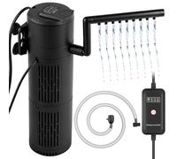 everfarel Internal Fish Tank Filter, 5-in-1 Aquarium Filter with Timer and 6W UV Steriliser Turns Green Water to Clear, Quiet Fish Tank Filter Pump for Tanks 20-1500L (800L/H)