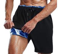 Everfion Sauna Shorts for Men Sweat Pants with Drawstring, Heat Trapping Sweat Shorts Sauna Suit for Men Workout Gym Exercise, Blue, M