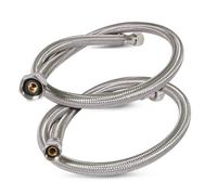 Everflow 27108-NL-2 Braided Faucet Connector 8" Long, 1/2" IPS Brass Nut X 3/8 Female Compression Fitting, Stainless Steel Lead-Free (Pack of 2), 8 inch