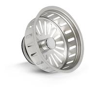 Everflow Stainless Steel Solid Body KOHLER Style Basket Strainer 75131 Insert Replacement With Spring Steel Closure and Rubber Stop for Closing Drain, Metallic Finish, Easy Install Extra Deep Strainer