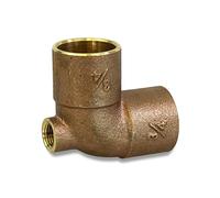 Everflow Supplies CFCT3418 Cast Brass Baseboard Tee Fitting with Solder Cup to Female Thread Connection and Solder Cup Branch, 3/4" x 1/8" x 3/4"