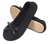 EverFoams Women's Ballerina Slippers Lightweight Comfy Memory Foam House Shoes with Stretchable Heel Design Black 7/8 UK