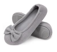 EverFoams Women's Ballerina Slippers Lightweight Comfy Memory Foam House Shoes with Stretchable Heel Design, Grey, 7/8 UK