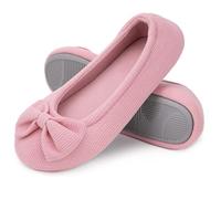 EverFoams Women's Ballerina Slippers Lightweight Comfy Memory Foam House Shoes with Stretchable Heel Design, Pink, 9/10 UK