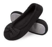 EverFoams Women's Ballerina Slippers Lightweight Comfy Memory Foam House Shoes with Stretchable Heel Design, Black, 7/8 UK