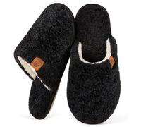 EverFoams Women's Cosy Shearling Memory Foam Slippers Black, 3-4 UK