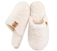 EverFoams Women's Cosy Shearling Memory Foam Slippers Cream White, 5-6 UK