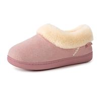 EverFoams Women's Cosy Warm Slippers Fluffy Faux Fur Microsuede Memory Foam Indoor Outdoor Closed-back Pink, 5-6 UK