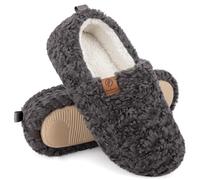 EverFoams Women's Fuzzy Full Slippers Soft Comfy Faux Shearling Memory Foam Indoor House Shoes, Dark Grey, 9-10 UK