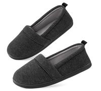 EverFoams Womens' Memory Foam Comfort Knit House Shoes Light Weight Terry Cloth Loafer Slippers with Anti-Skid Rubber Sole Black 9 UK