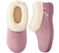 EverFoams Women's Microsuede Fuzzy Plush Lined Slippers with Cosy Memory Foam Pink, Size 7-8 UK