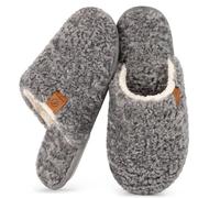 EverFoams Women's Slippers Cosy Fuzzy Faux Alpine Shearling House Shoes Ladies' Memory Foam Slip-ons with Lightweight Non-slip Sole Light Grey, 3-4 UK