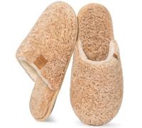 EverFoams Women's Slippers Cosy Fuzzy Faux Alpine Shearling House Shoes Ladies' Memory Foam Slip-ons with Lightweight Non-slip Sole Sand, 3-4 UK