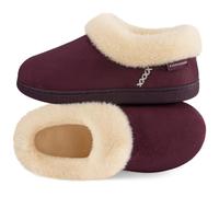 EverFoams Women's Warm Slippers Fluffy Memory Foam Indoor Outdoor Closed-back House Shoes Purple, 3-4 Uk