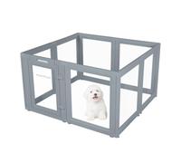 Everfront Clear Dog Play Pen - Easy Assemble Durable Plastic Acrylic Dog Playpen - Dog Playpen Indoor, Puppy Playpen, Cat Playpen, Small Animal Playpen, Dog Play Pen Indoors (Grey, 23.6" H, 8PCS)