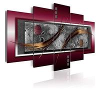 EVERFUN ART Abstract Canvas Prints Wall Art Burgundy Elegance Picture Contemporary 5 panels Painting Home Decor Framed Giclee Artwork Decoration for Living Room (CL06, Small W40” x H20”)