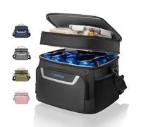 EVERFUN Small Cooler Lunch Box Mini Leak-Proof Soft Double Deck 24 Can Personal Insulated Collapsible Portable Waterproof Lunch Bag Ice Chest for Men Women Work Travel Car Picnic Beach, Black
