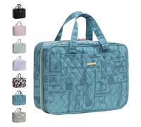 Everfun Travel Hanging Toiletry Bag for Women with Waterproof Compartment Makeup Organizer Dopp Kit Travel Accessories Essential, Blue Cyan, Large, Toiletry Bag