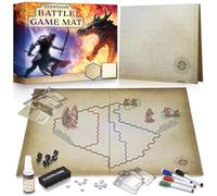 EVERGAME Foldable Reusable DND Mat for Usage with Dungeons and Dragons Mat, Board Game, Starter Kits, DND Screen, DND Board Game, DND Battle mat, DND maps - Markers, Eraser, & Dice Set Included