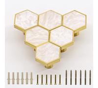 EVERGD 25mm Pure Copper Handle Shell Brass Gold Wardrobe Kitchen Cabinet Door Knobs Drawer Cupboard Hardware Pull Handle Clothes Coat Hook Modern Simple (White, 6)
