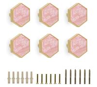 EVERGD 25mm Pure Copper Handle Shell Brass Gold Wardrobe Kitchen Cabinet Door Knobs Drawer Cupboard Hardware Pull Handle Clothes Coat Hook Modern Simple (Pink, 6)